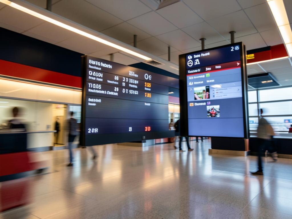 Airport departure board flipping to an earlier date